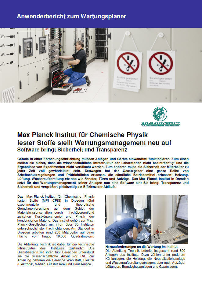 Max-Planck-Institut fr Chemische Physik fester Stoffe, Dresden Anwenderbericht