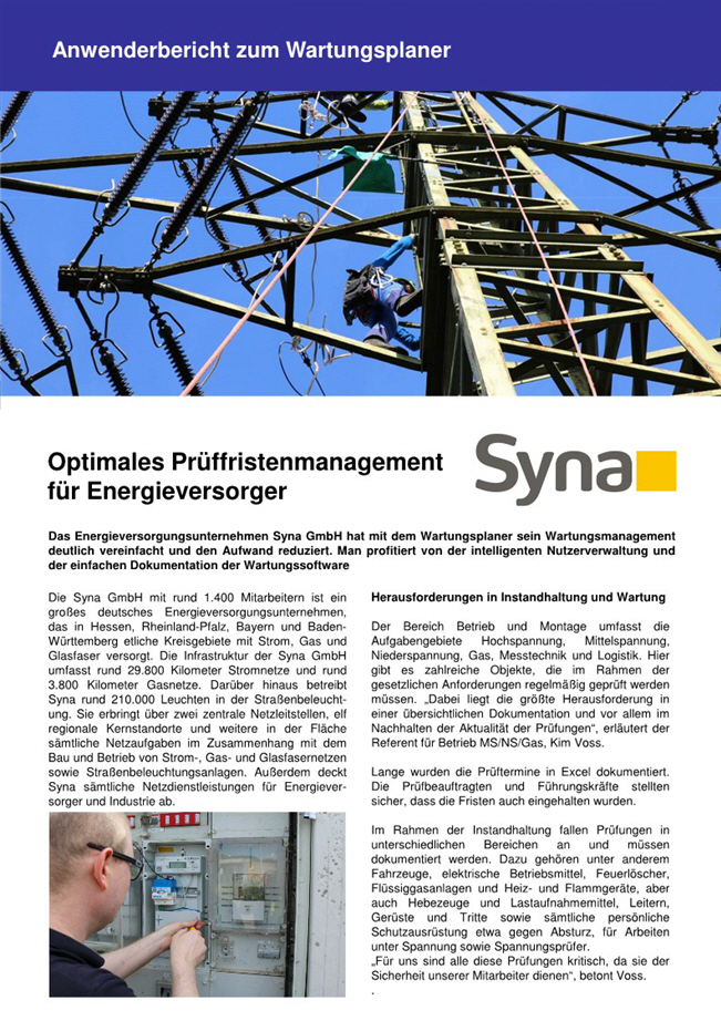 Synia GmbH - Energieversorger Anwenderbericht