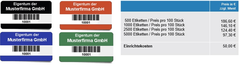 Polyester Inventaretiketten mit Barcode