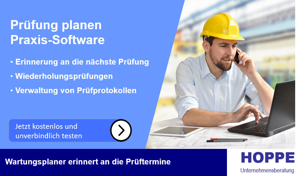 Maschinenprfung Maschinenwartung: Erinnerung an die nchste Prfung der Maschinen