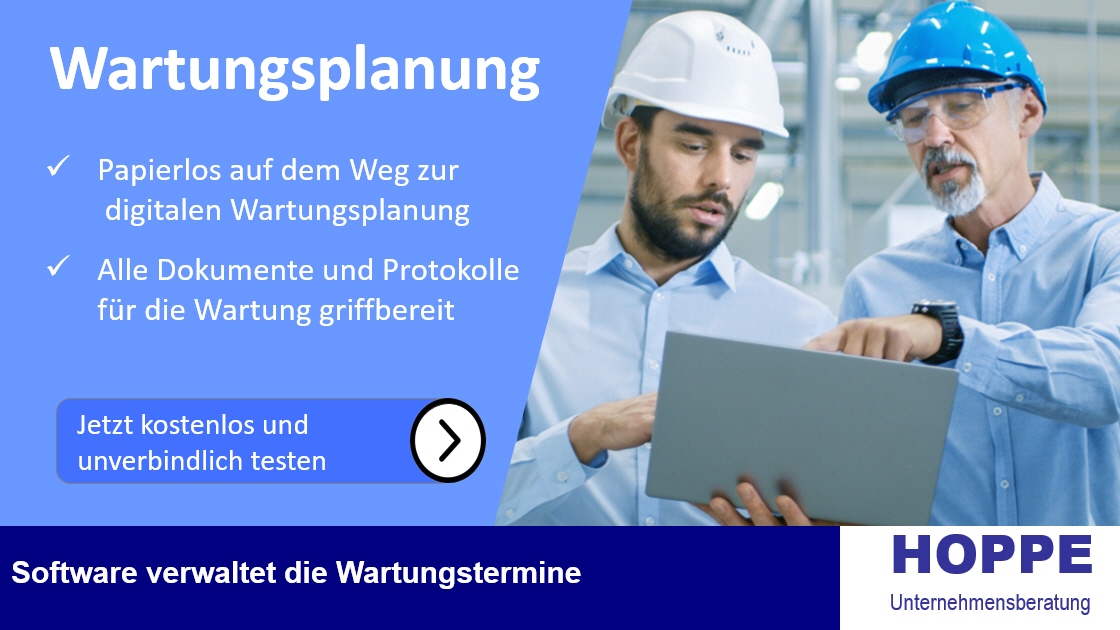 Wartungsplanung fr mittelstndische Unternehmen fr die Planung und Steuerung von Wartungen.