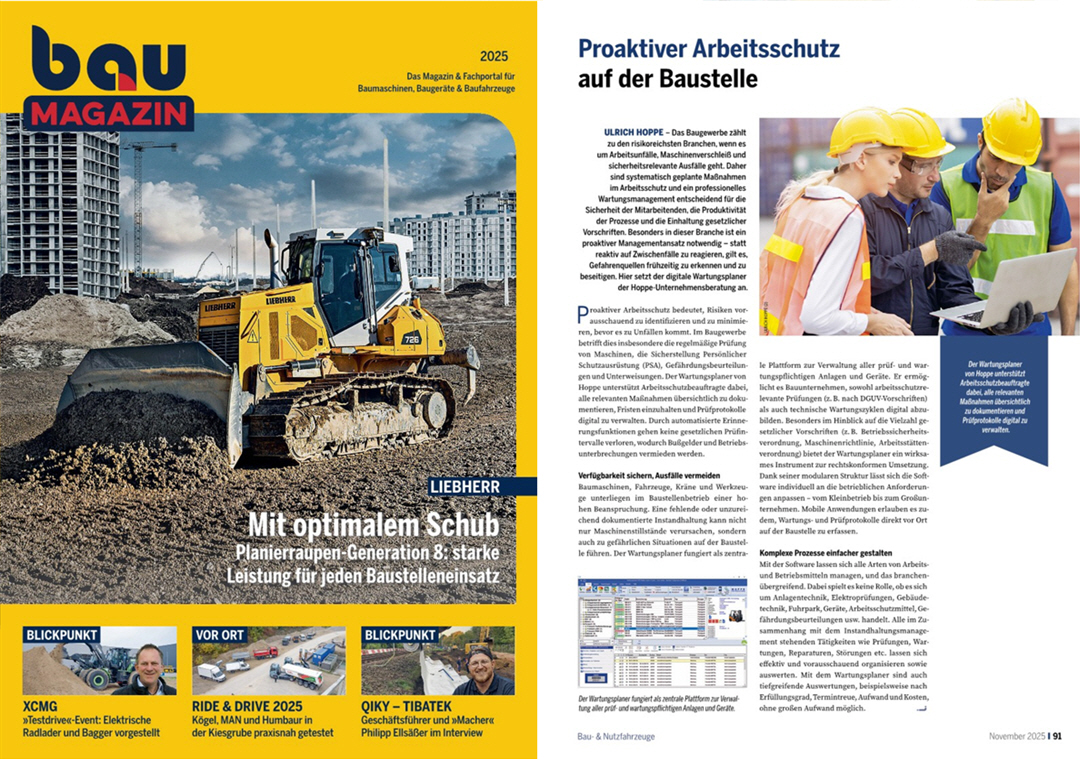 BauMagazin SBM Verlag / 12-25 Proaktiver Arbeitsschutz auf der Baustelle - Wartungsplaner