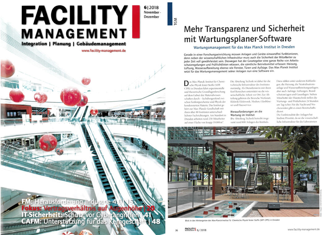 Facility Management Dezember/18 Mehr Transparenz und Sicherheit mit Wartungsplaner-Software