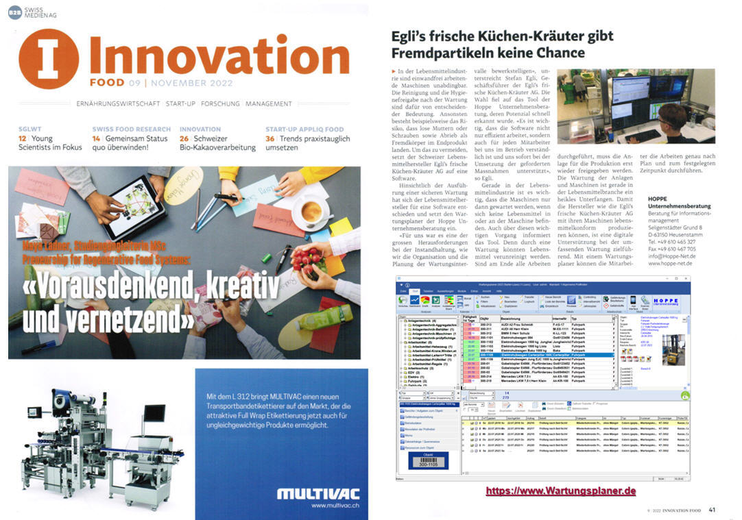 innovation-food/ 11-22 B2B Swiss Medien AG Egli's frische Küchenkräuter AG gibt Fremdpartikeln keine Chance