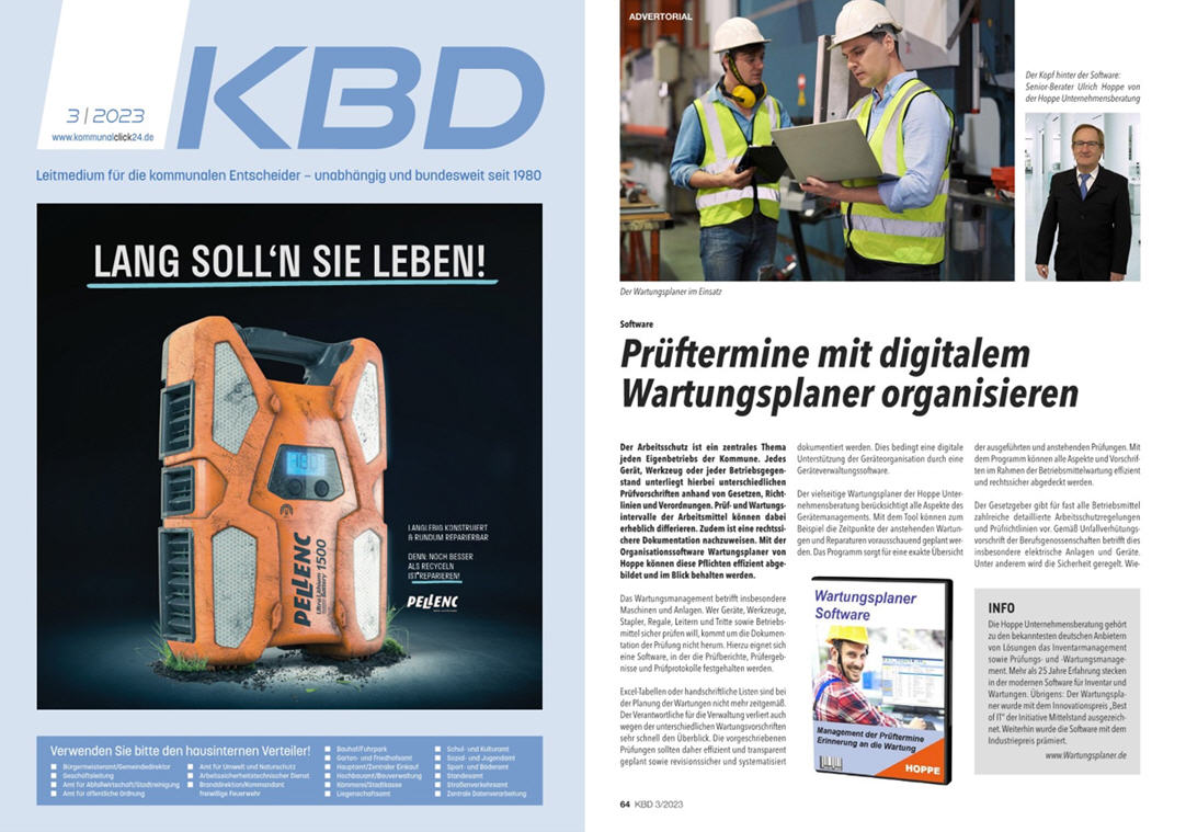 KBD Kommunaler Beschaffungsdienst Mup Verlag - Der Wartungsplaner im Einsatz